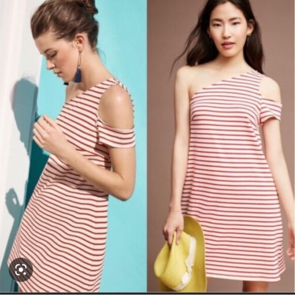 MAEVE Anthropologie marketa one shoulder stripe knit dress M